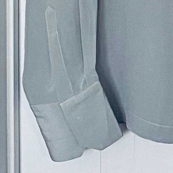 100% Silk Blouse in Pale Slate Blue Gray - Picture 5 of 5